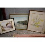 THREE ASSORTED WATERCOLOURS TO INCLUDE A COUNTRY LANE SIGNED N.W.KEATES