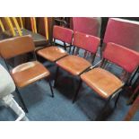 A SET OF 4 MODERN TAN LEATHER DINING CHAIRS