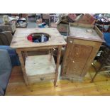 AN ANTIQUE PINE POT CUPBOARD