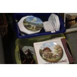 TWO BOXES OF COLLECTORS PLATES TO INCLUDE COALPORT AND WEDGWOOD EXAMPLES