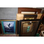 A LARGE QUANTITY OF PICTURE FRAMES, PRINTS ETC