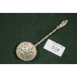 A HALLMARKED SILVER SIFTER SPOON