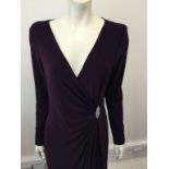 RALPH LAUREN - a ladies purple dress with brooch, size 12