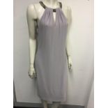 CARMEN MARC VALVO - a ladies blue dress with detailed neck line, size 14