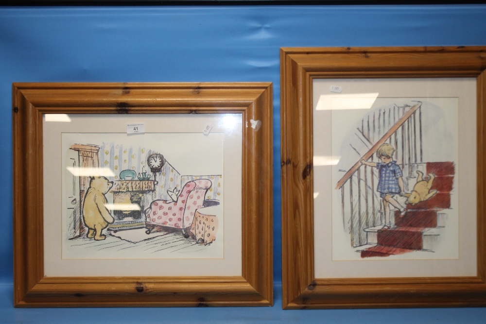 TWO FRAMED WINNIE THE POOH PICTURES