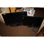 A 32 " TOSHIBA FLATSCREEN TV TOGETHER WITH A 32" JVC FLATSCREEN TV