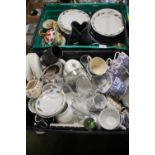 TWO TRAYS OF CERAMICS TO INCLUDE BLUE & WHITE POTTERY (TRAYS NOT INCLUDED)