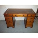 A DUCAL LEATHER INLAID TWIN WRITING DESK, L 122 cm, D 62 cm, H 76 cm