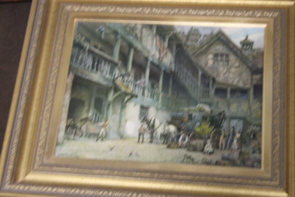 AN OIL ON CANVAS DEPICTING A LANDSCAPE SIGNED F. BEELK TOGETHER WITH THREE FRAMED PRINTS - Image 4 of 5