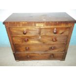 AN ANTIQUE MAHOGANY CHEST OF DRAWERS, TWO OVER THREE