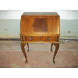 QUEEN ANN STYLE WRITING BUREAU WITH INLAID LEATHER
