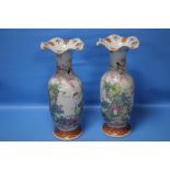 A PAIR OF ORIENTAL VASES A/F
