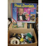 A QUANTITY OF DIE CAST VEHICLES, A PAUL DANIELS MAGIC SET