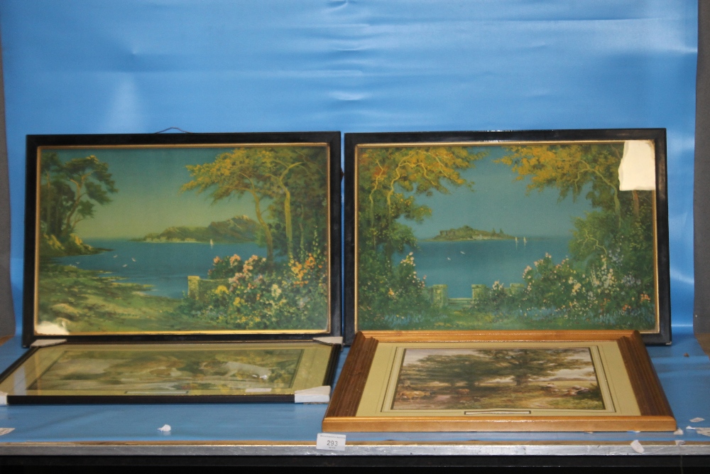 TWO VINTAGE PRINTS OF SEASCAPES ALONG WITH TWO REPRODUCTION PRINTS (4)