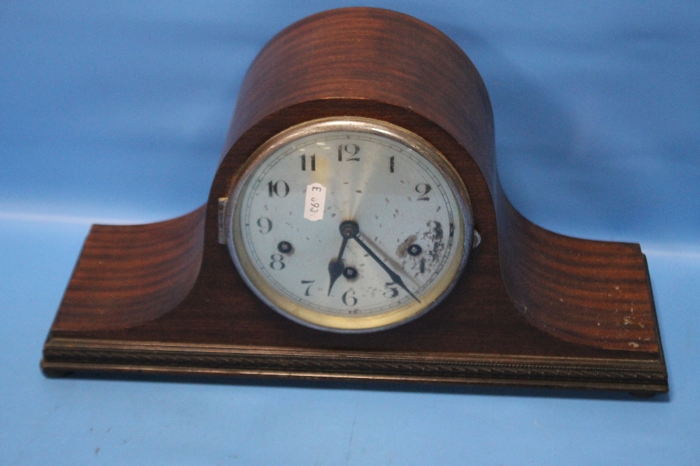 A NAPOLEON HAT MANTEL CLOCK