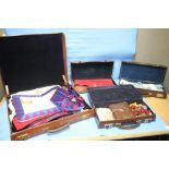 A LARGE QUANTITY OF MASONIC REGALIA TO INCLUDE APRONS, SASHES, MEDALS, BOOKS, EPHEMERA ETC.