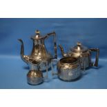 A WHITE METAL TEA SET