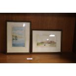 TWO FRAMED WATERCOLOURS, ONE A SEASCAPE SIGNED W. TAYLOR, THE OTHER A RIVERSIDE SCENE, SIGNATURE