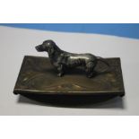 A WMF ART NOUVEAU STYLE DESK BLOTTER WITH DACHSUND FINIAL