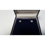 18 CT WHITE GOLD FOUR CLAW SET RBC DIAMOND STUDS, BOXED, DIAMONDS 1.06 CT