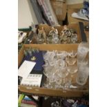 TWO TRAYS OF GLASSWARE ETC. (TRAYS NOT INCLUDED)