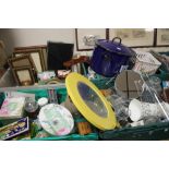 FOUR TRAYS OF ASSORTED SUNDRIES, CERAMICS ETC. (TRAYS NOT INCLUDED)