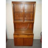 A RETRO TEAK NARROW WALL DISPLAY UNIT, W 81 CM