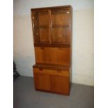 A RETRO TEAK NARROW WALL DISPLAY DRINKS CABINET, W 81 CM