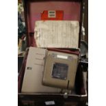 A VINTAGE GPO FRANKING MACHINE IN LEATHER CASE