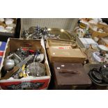 A LARGE QUANTITY OF FLATWARE, A SET OF AVERY SCALES ETC.