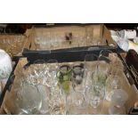 THREE TRAYS OF GLASSWARE (TRAYS NOT INCLUDED)