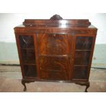 A MAHOGANY BOOK SHELF DISPLAY CABINET / WRITING BUREAU WITH QUEEN ANNE LEGS