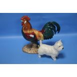 A BESWICK LEGHORN COCKEREL TOGETHER WITH A BESWICK WEST HIGHLAND TERRIER (2)