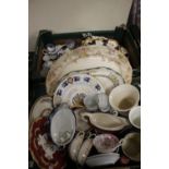 TWO TRAYS OF CERAMICS TO INCLUDE MEAKIN, COALPORT ETC. (TRAYS NOT INCLUDED)