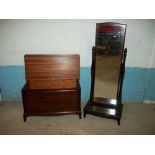A STAG MINSTREL SWING DRESSING MIRROR AND BLANKET CHEST / OTTOMAN