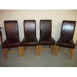 FOUR MODERN FAUX LEATHER DINING CHAIRS