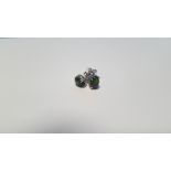 A PAIR OF CABOCHON BLACK ETHIOPIAN OPAL SILVER STUDS