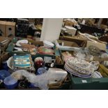 NINE BOXES OF CHINA, GLASSWARE AND SUNDRIES