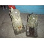 TWO LARGE CONCRETE GARDEN STATUES, MYTHICAL STYLE