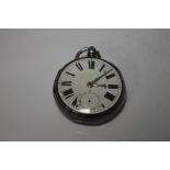 WELSH INTEREST A SILVER FUSEE OPEN FACE POCKET WATCH, the movement signed W. Williams Llanidloes,