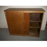 A RETRO SCHOOL TYPE STORAGE CABINET UNIT WITH ADJUSTABLE SHELVES