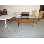 SEVEN ITEMS INCLUDING A KITCHEN TABLE, CHAIRS AND A HOSTESS TROLLEY