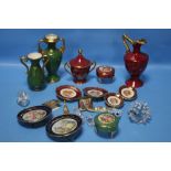 A SMALL TRAY OF CERAMICS AND GLASS TO INCLUDE LIMOGES