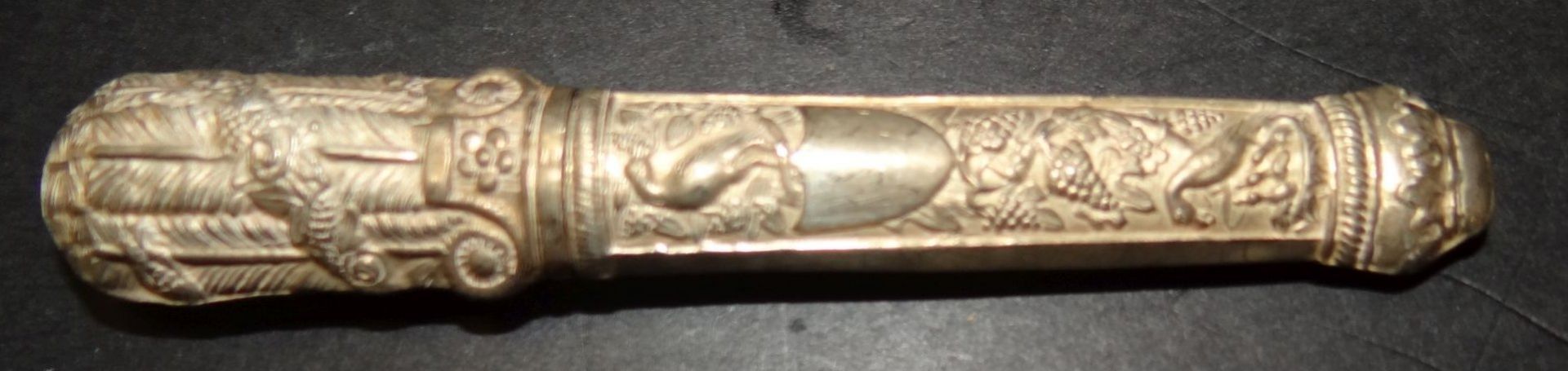 Biedermeier Nadelbehälter, 13 lötiges Silber und Meisterpunze, L-8 cm, 6,5 g<b - Bild 2 aus 4