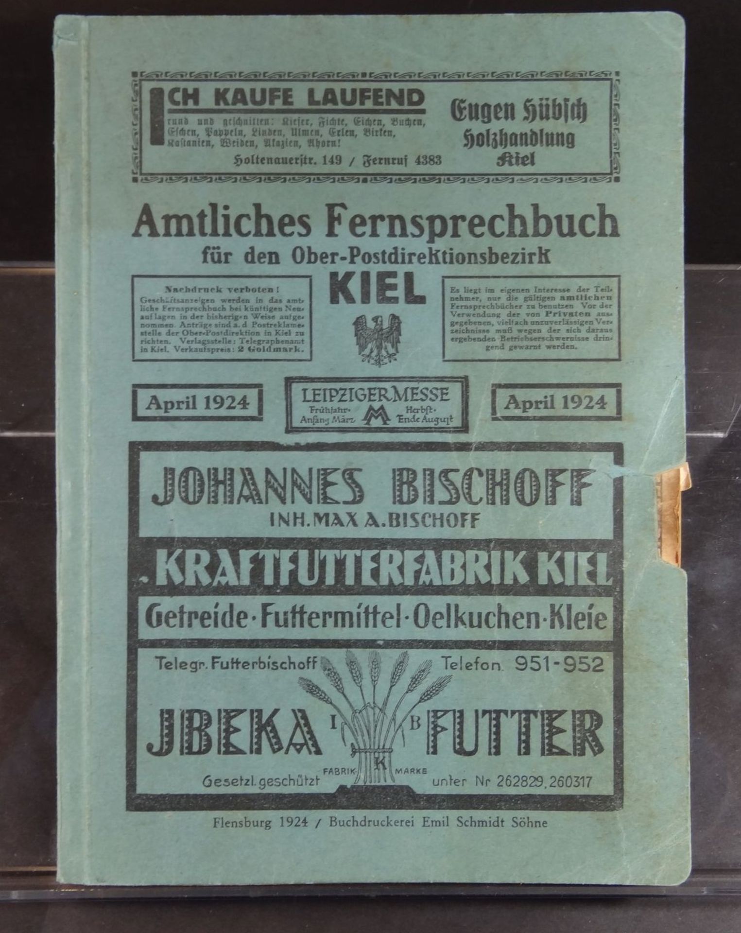 Amtliches Fernsprechbuch für den Ober-Direktions-Postbezirk Kiel, 192<