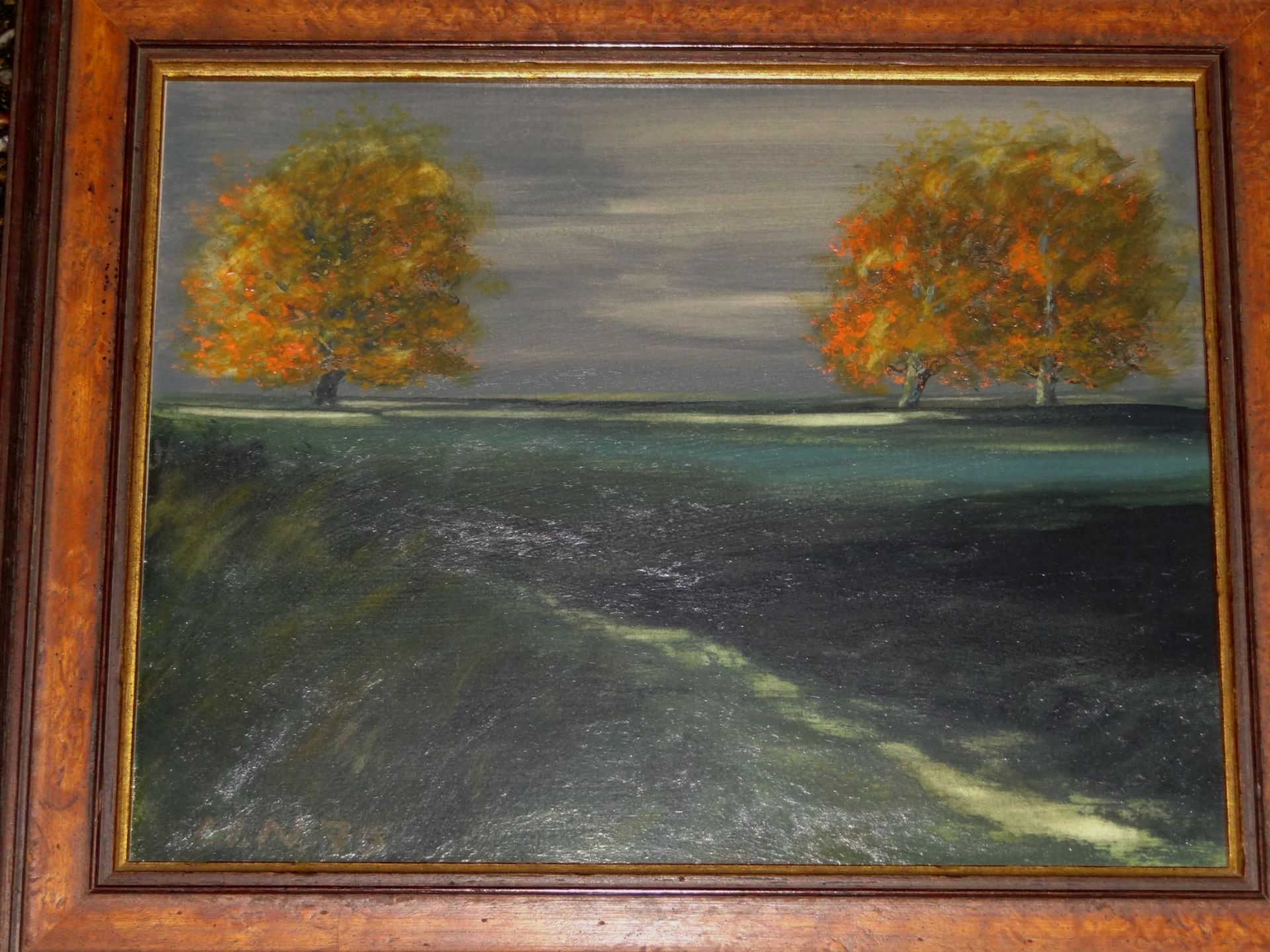 Ulrich Nölting, 1975 "Bäume im Herbst" Öl/Malfaser, gerahmt, RG 31x38<br