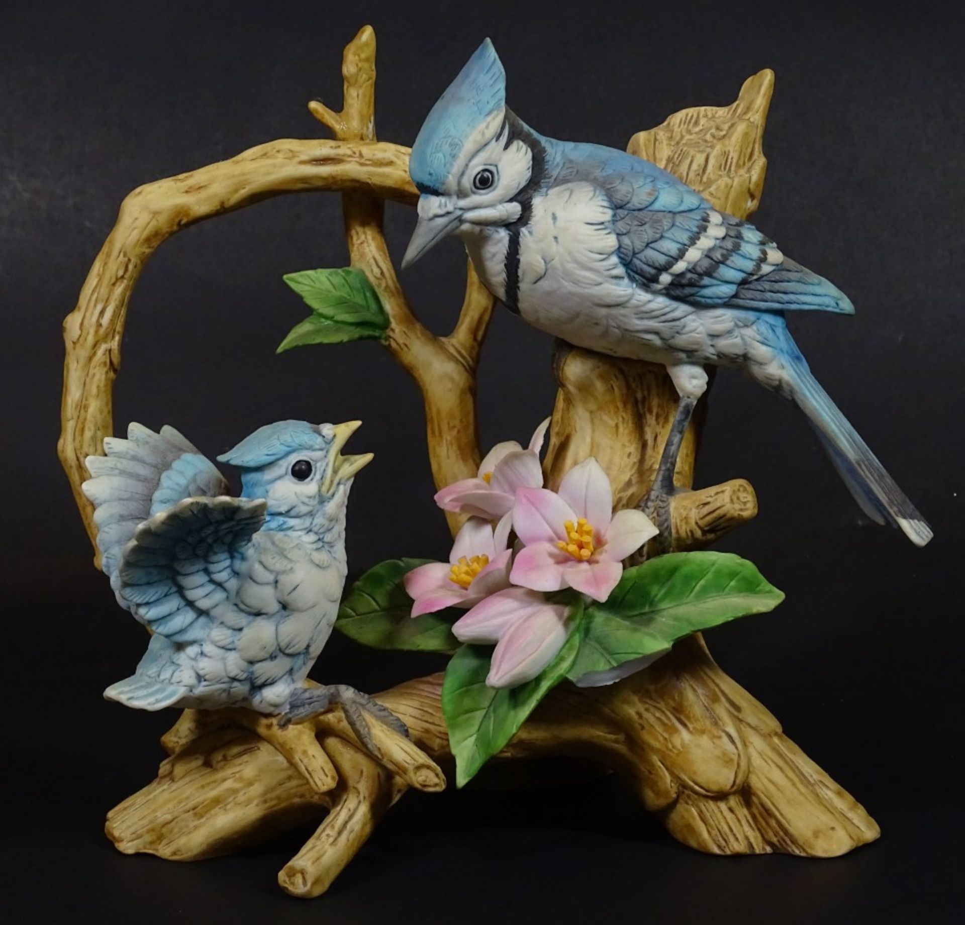 Vogelpaar "Blue Jay" by Andrea, Japan, H-15 cm, B-15 cm,