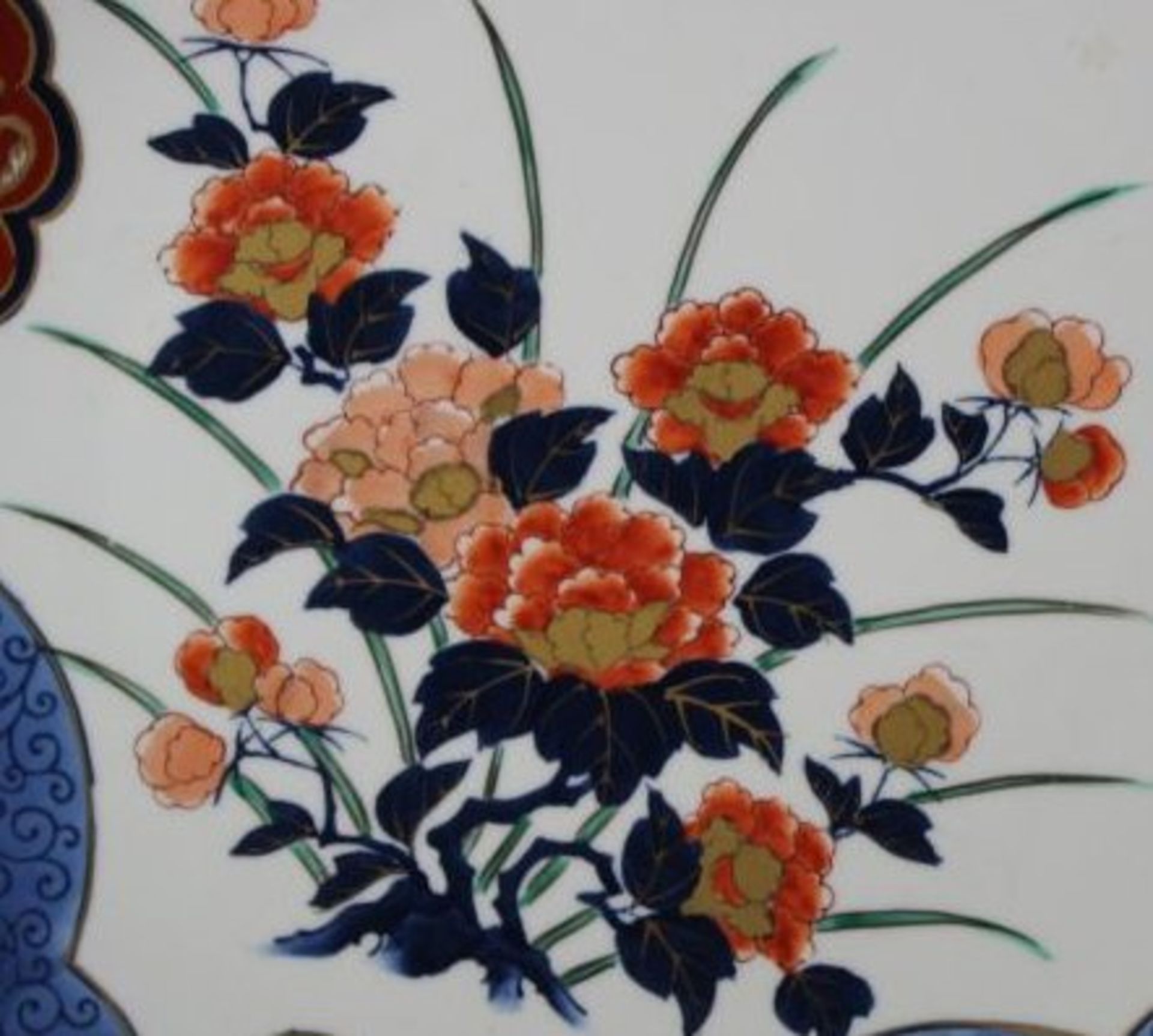 gr. Imari-Platte, Goldimari, florales Dekor, D-40cm. - Bild 3 aus 4