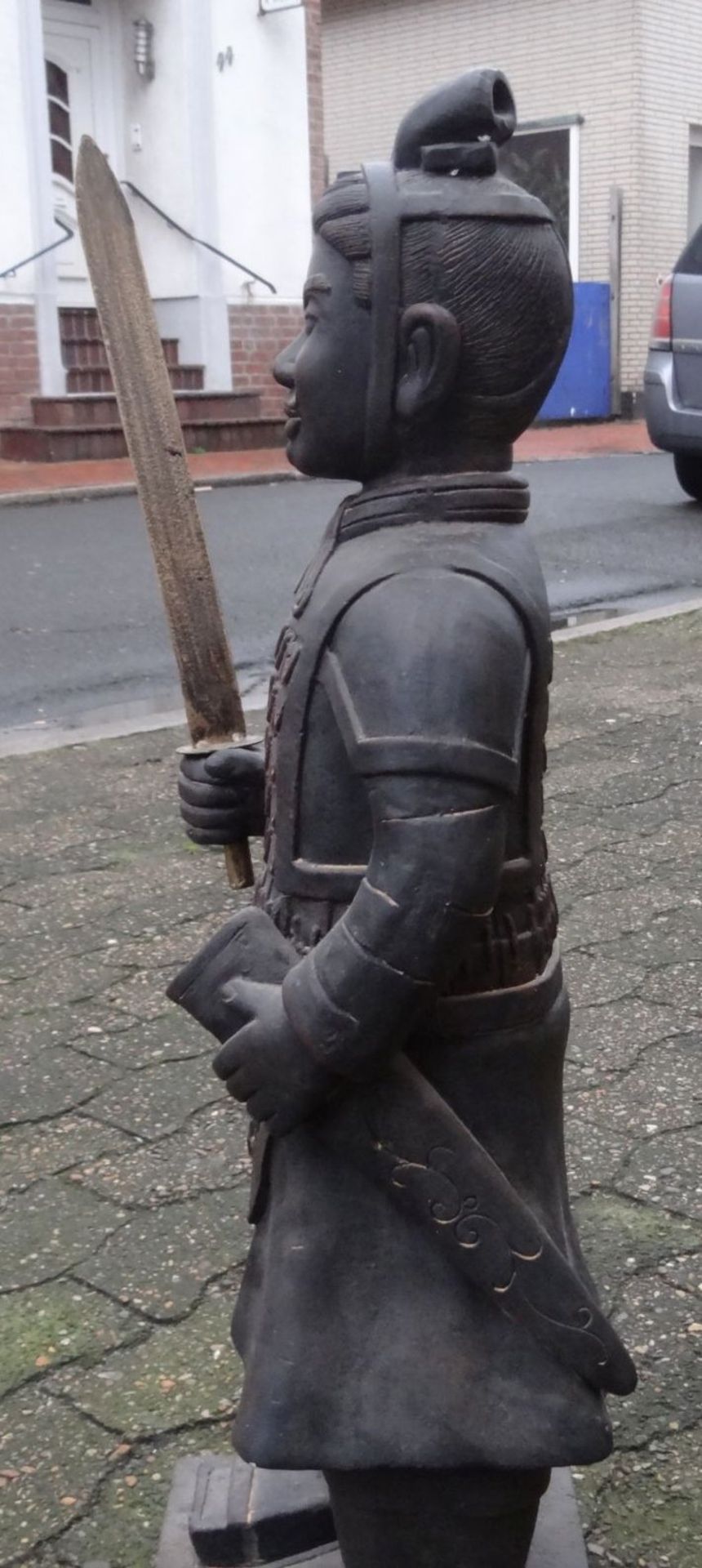 grosser chines. Krieger mit Schwert, Terrakotta, H-80 cm - Bild 5 aus 6