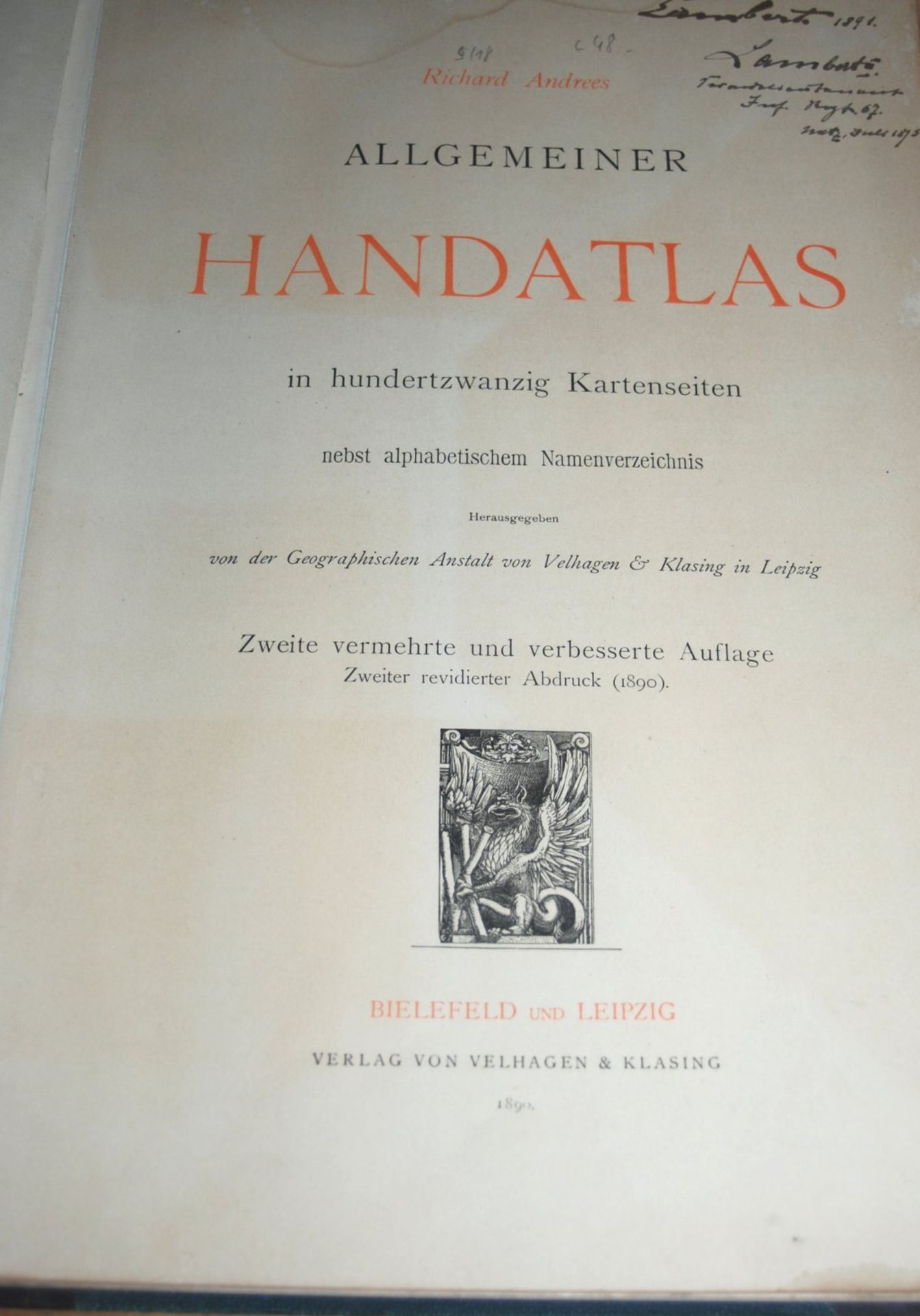 Andrees Handatlas, 1880, 2.Auflage, gut erhalten, 42x29 cm - Bild 2 aus 5